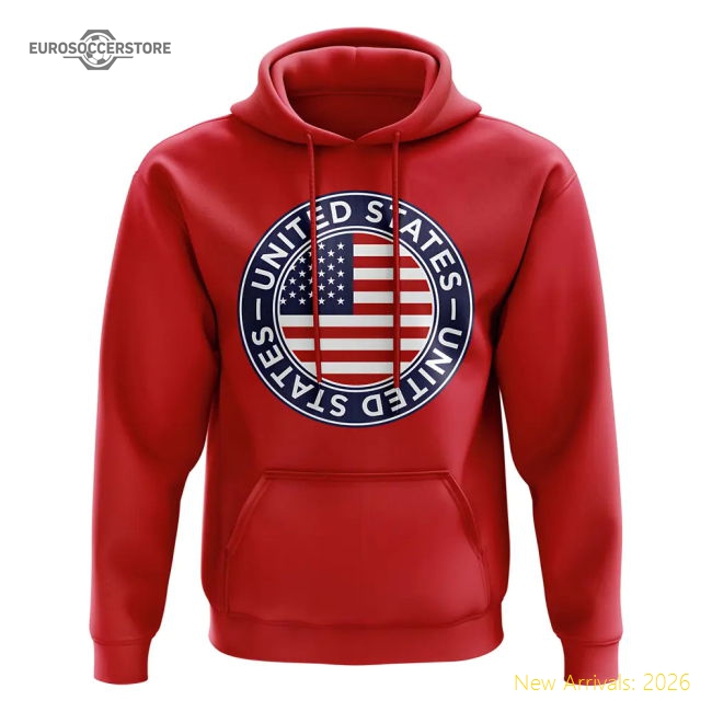 Stars And Stripes Football Badge Hoodie (red) - Reasonable Price