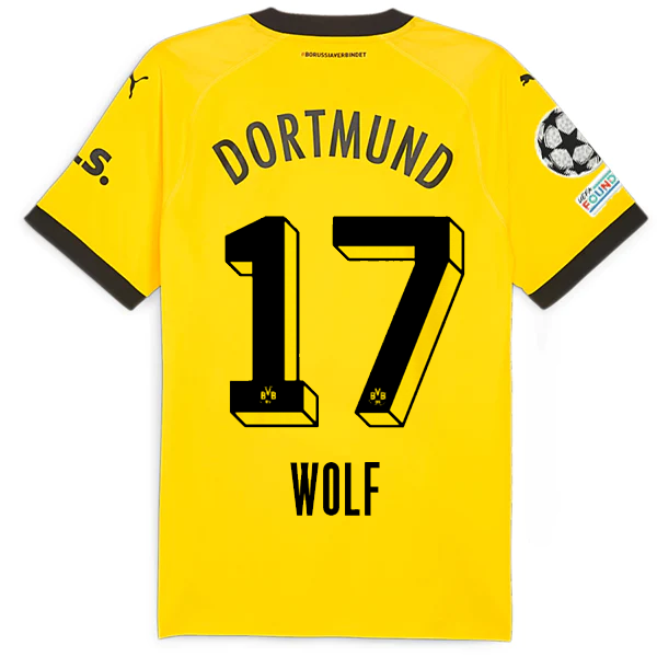 Borussia Dortmund Patches 2023-2024 UCL Home Jersey – Authentic Shirt