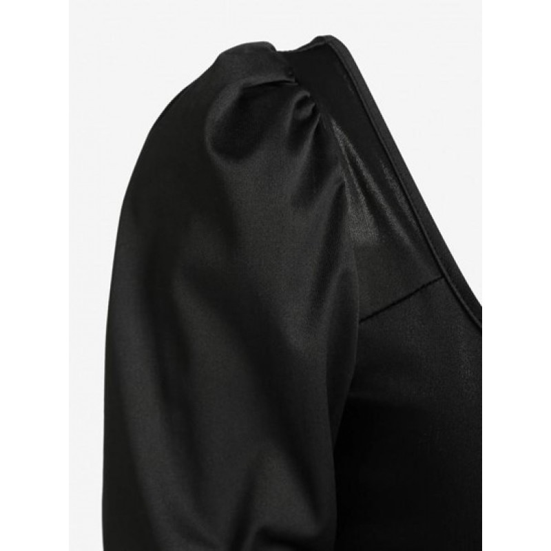 Puff Sleeve U Neck Corset Top TX8247