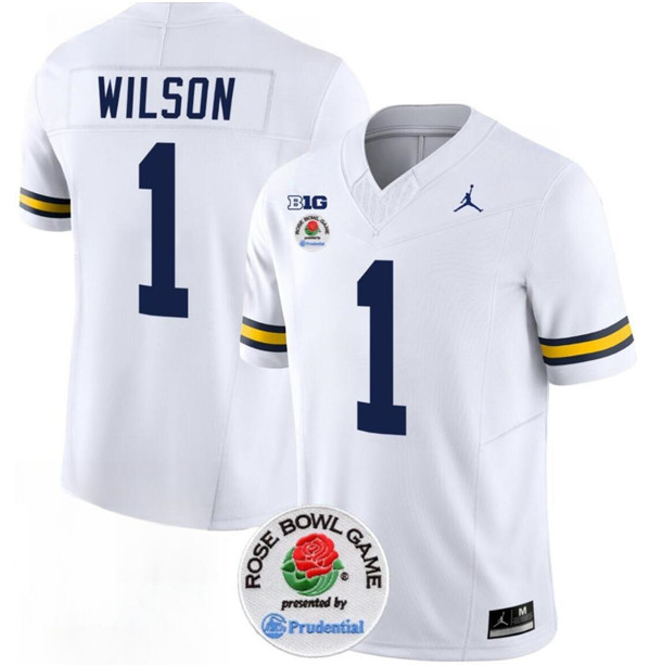 Men's U-M Wolverines White 2023 game jersey Roman Wilson #1 match