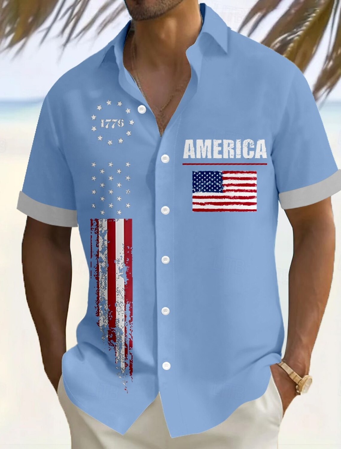 Independence Day Men's American US Flag Patriotic 1776 Shirt Summer Shirt Button Up Shirt Short Sleeve Fashion Casual Outdoor Vacation Dailywear Summer Turndown 3D Print