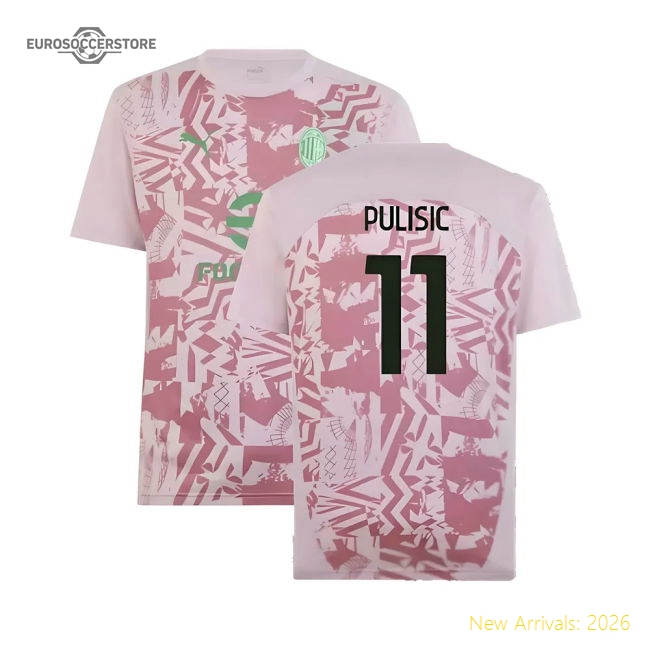 Match-Day 2024-2025 Ac Milan Pre-Match Shirt (Grape) (Pulisic 11)