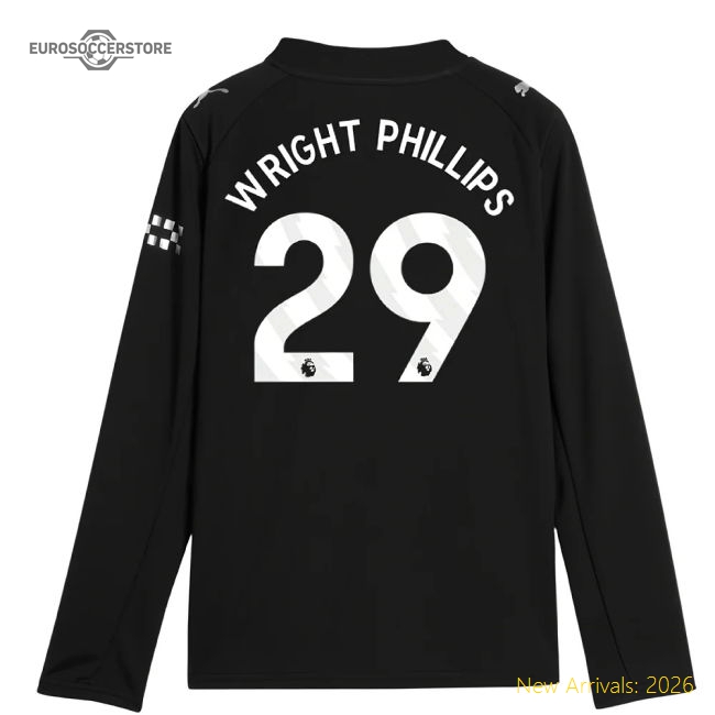 2025-2026 Man City Long Sleeve Away Shirt Kids Wright Phillips 29