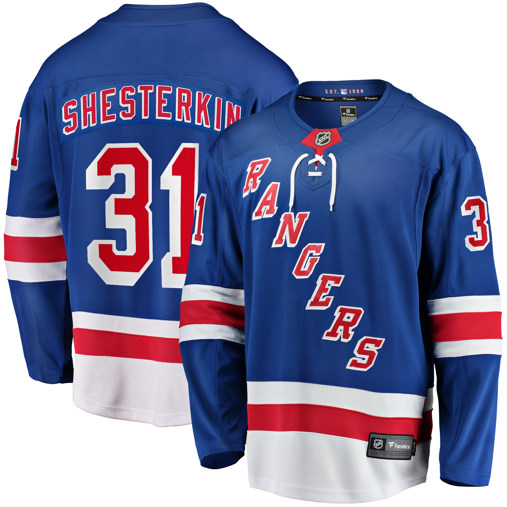 [LK] Igor Shesterkin New York Rangers Home Breakaway Player Jersey - Blue