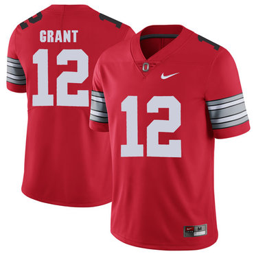 Men's OSU Ohio Doran Grant #12 match worn Red 2018 high quality Jersey