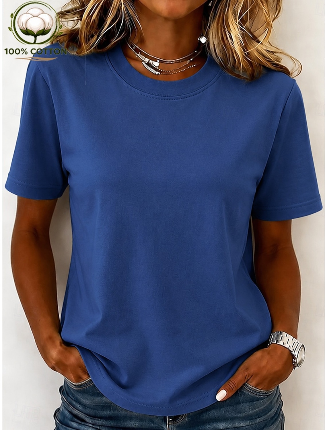 Women's 100% Cotton T-Shirts - Quality Basic Short Sleeve V Neck Tee
