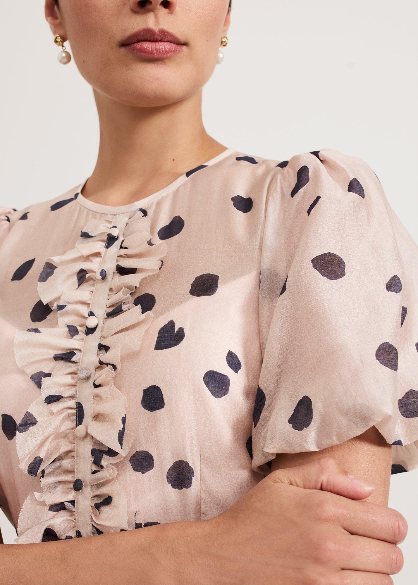 Nicola Spot Ruffle Midi Dress