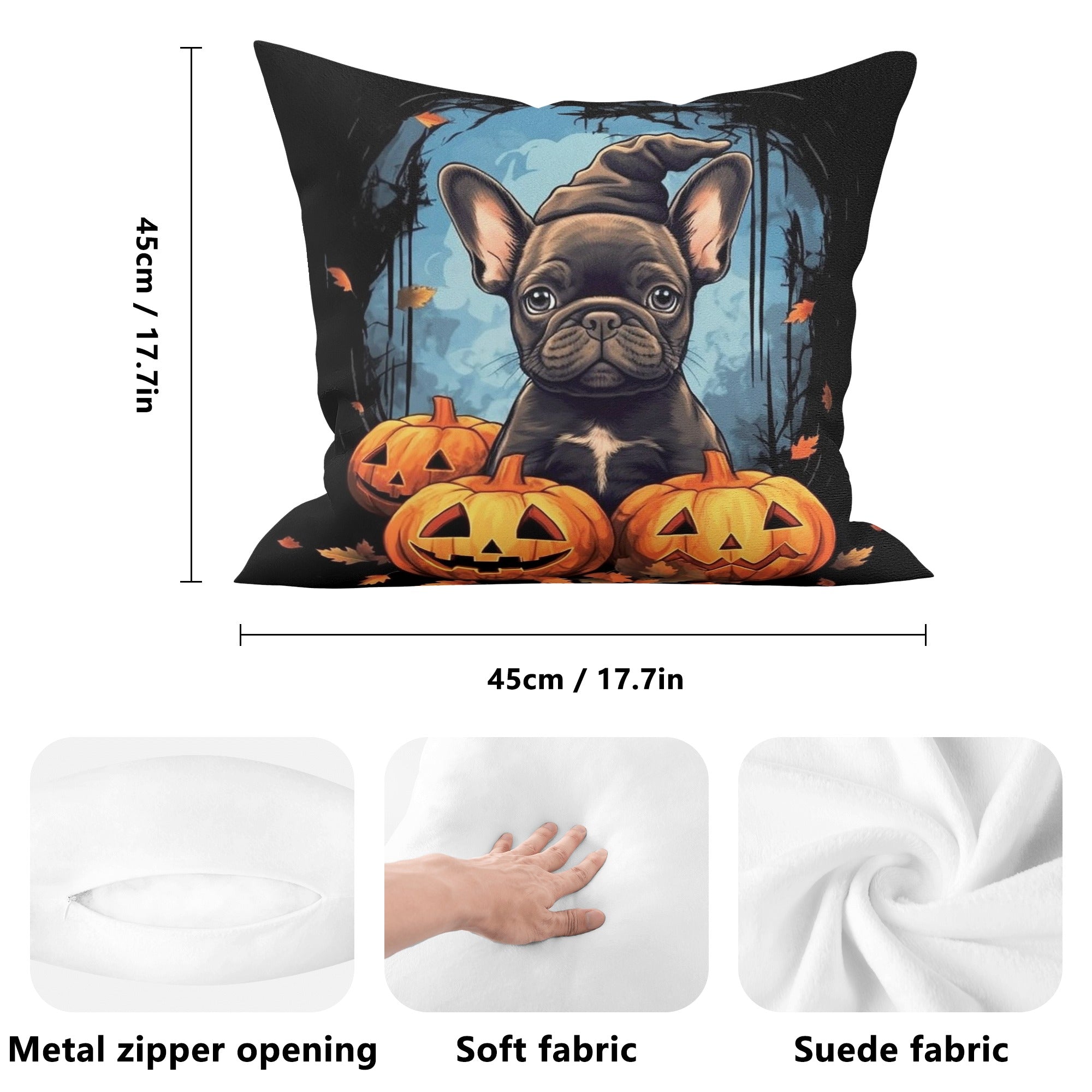 - Vet-recommended Double Side Printing Pillow Cover For Frenchie Pups