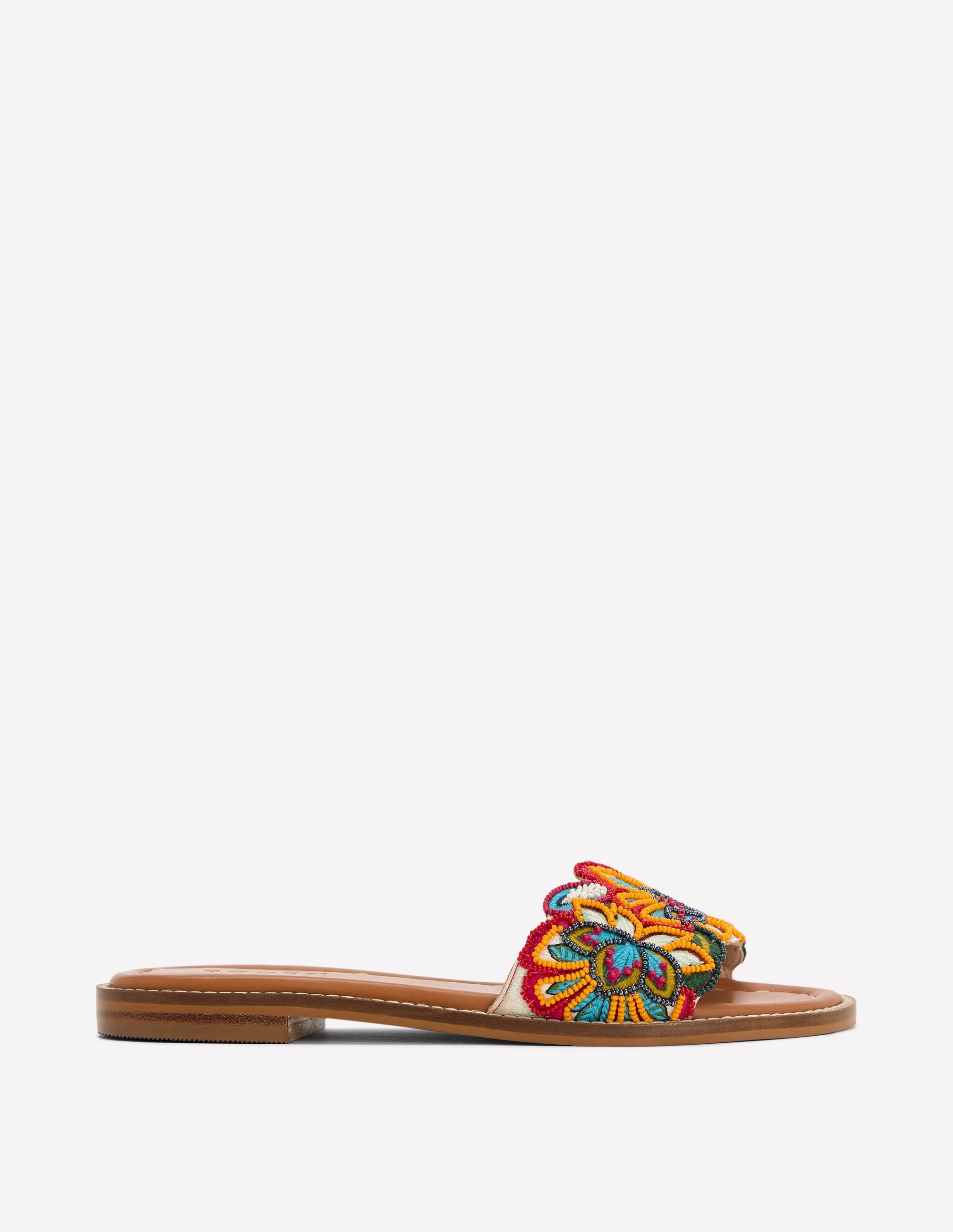 Beaded Flower Flat Sandal