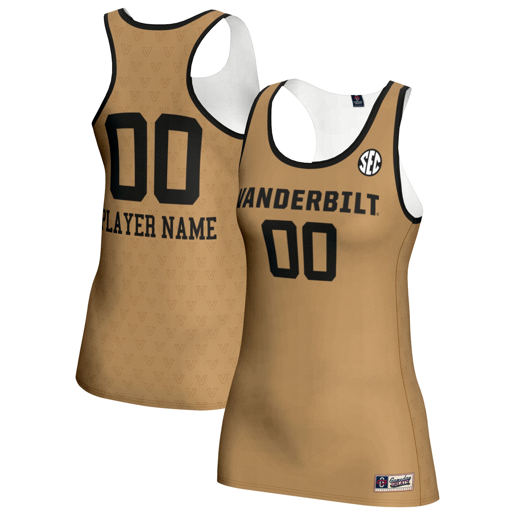 [NJP] Vanderbilt Commodores GameDay Greats Unisex NIL Women's Volleyball Lightweight Fashion Jersey - Gold