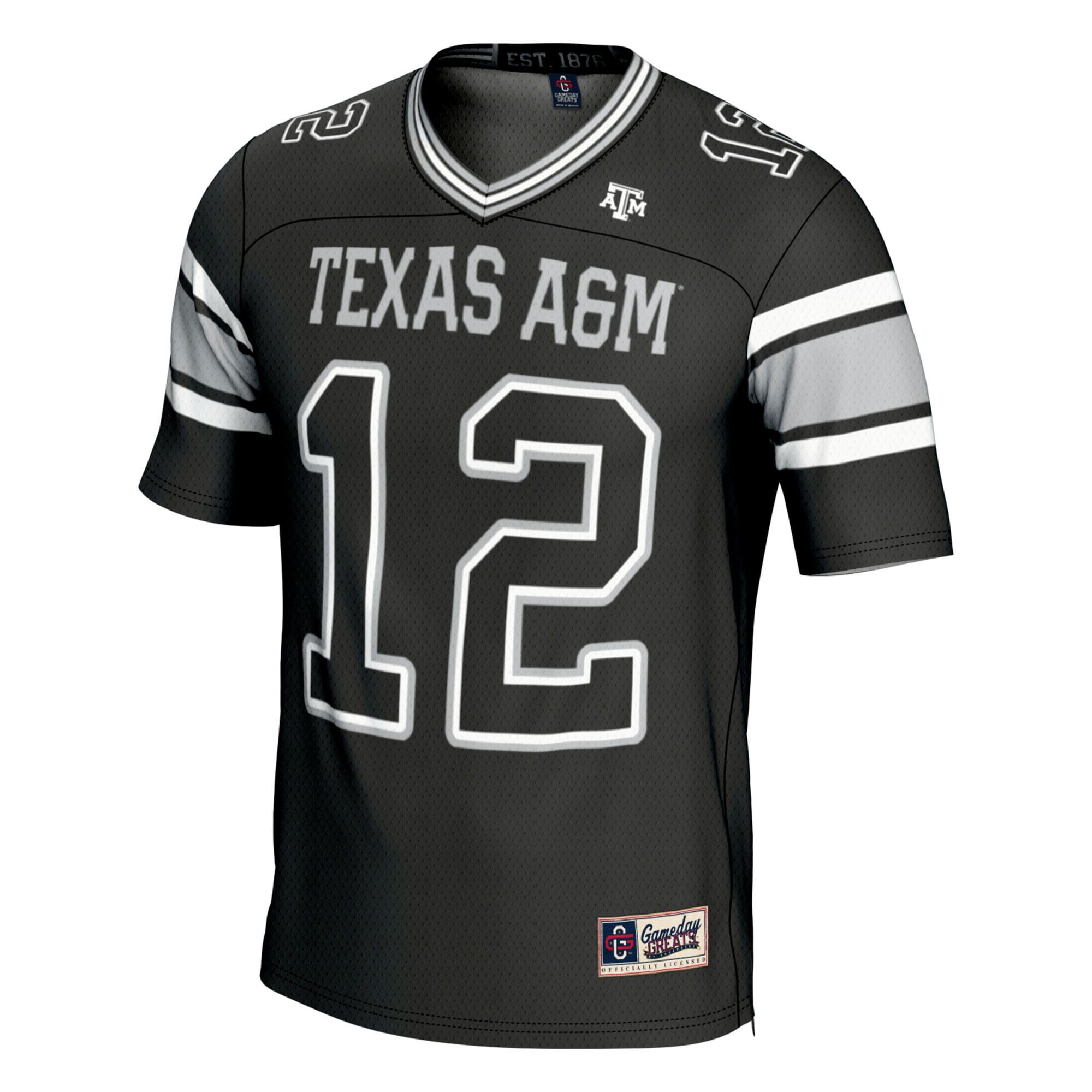 Men's #12 Black Texas A&M Aggies Football Lightweight Fashion Jersey
