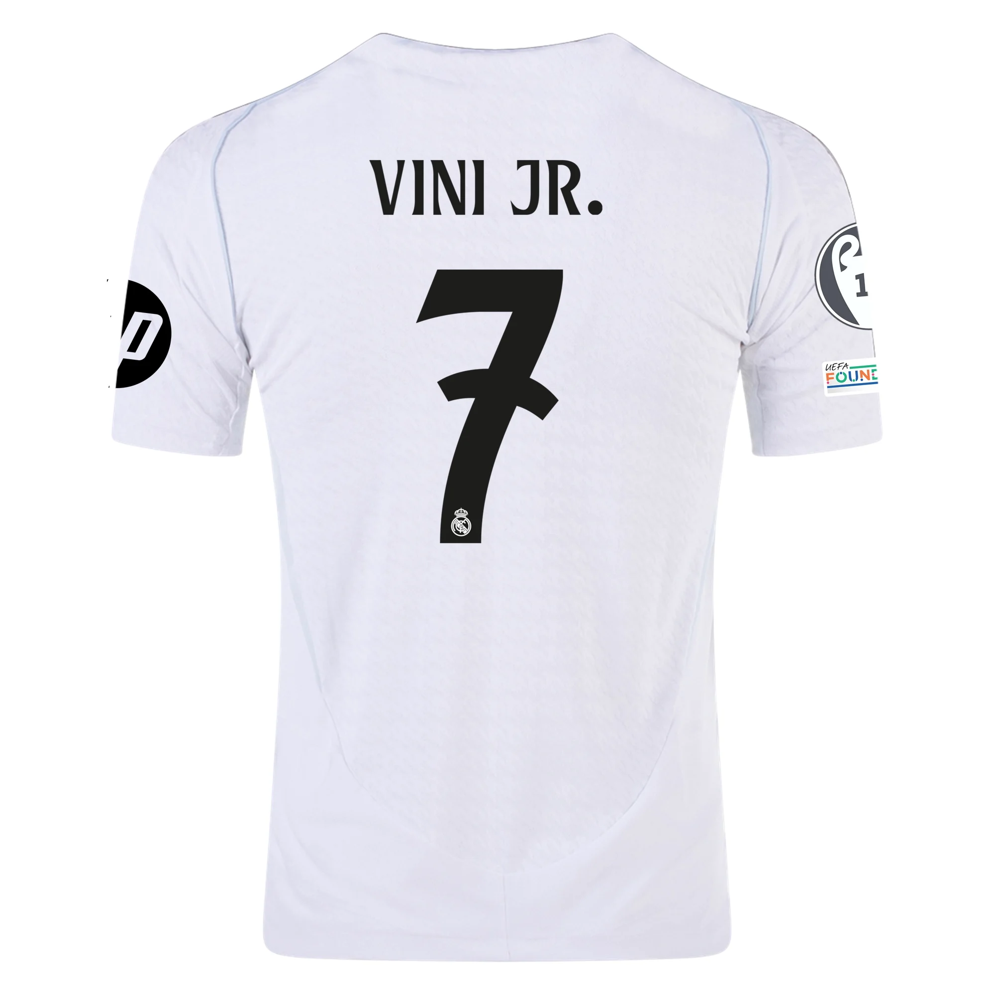 Vini Jr. Real Madrid Authentic Home Football Shirt 24/25 Champions League White Black
