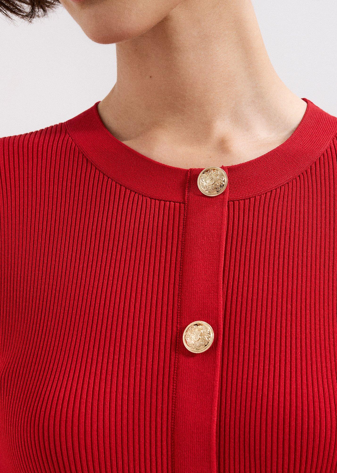 Rachel Red Fit And Flare Ribbed Swing Dress