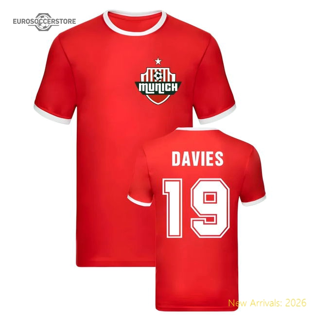 Outstanding Alphonso Davies Bayern Munich Ringer Tee (red)