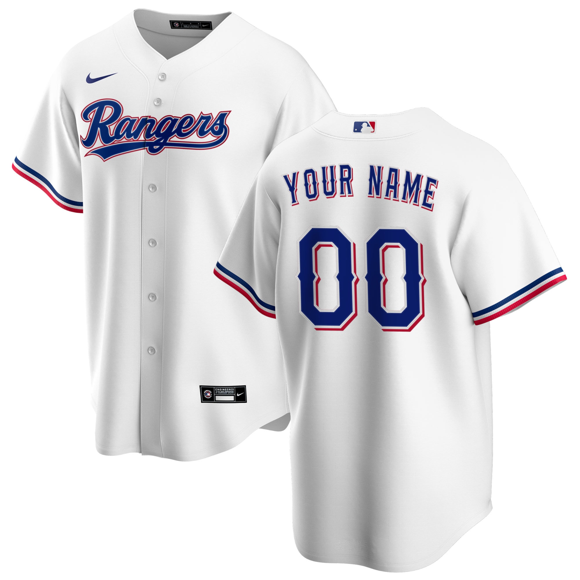 [SJH] Texas Rangers Home Replica Custom Jersey - White