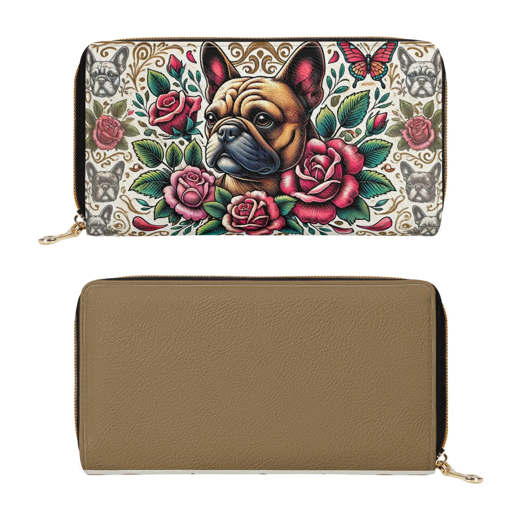 Piper - Frenchie Lover Leather Zipper Wallet Outdoor Style