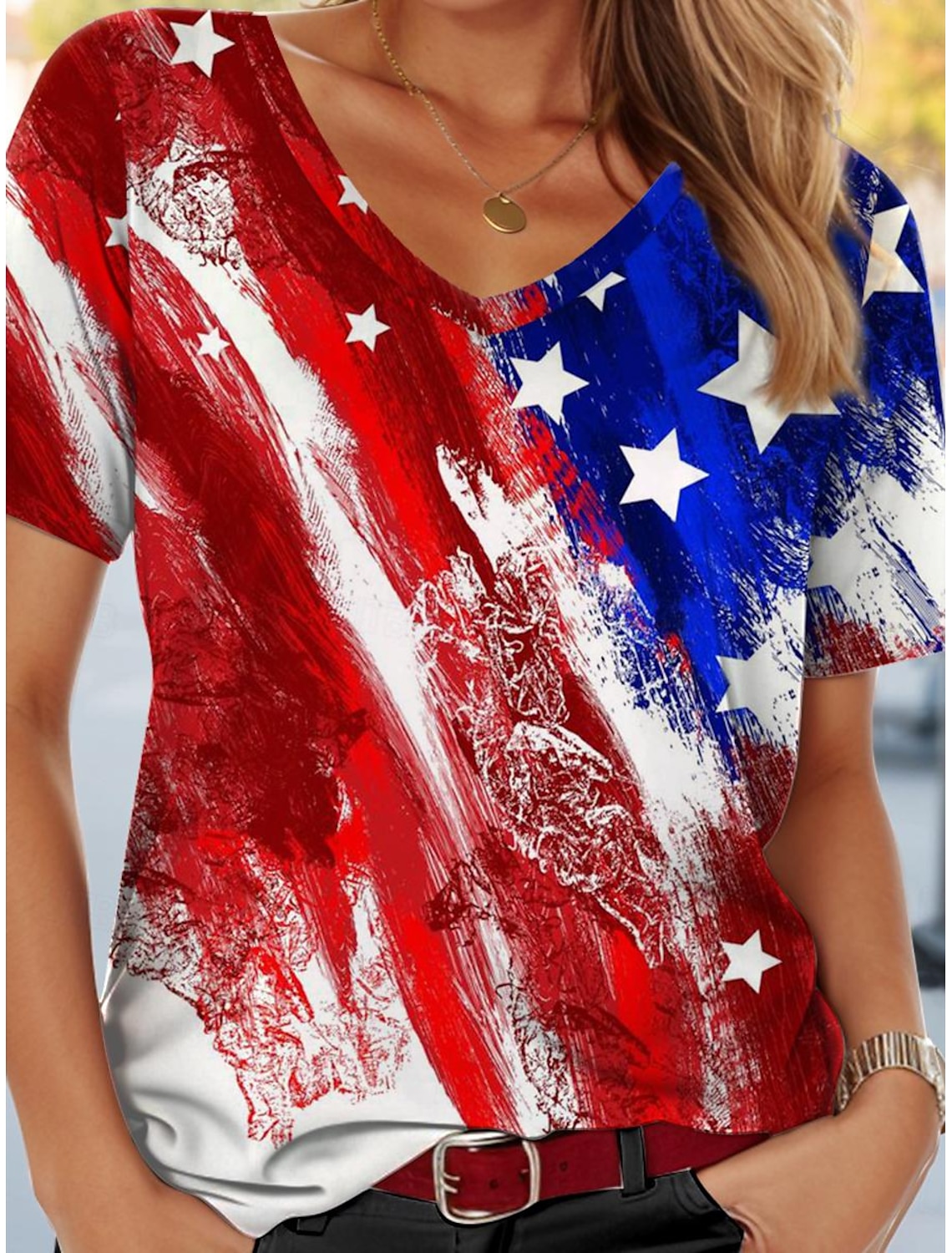 Women's Tank Top Flag Independence Day Sleeveless Sleeveless V Neck Daily Summer