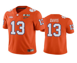 Men's Clemson CLE Orange 2020 embroidered Tyler Davis #13 match worn