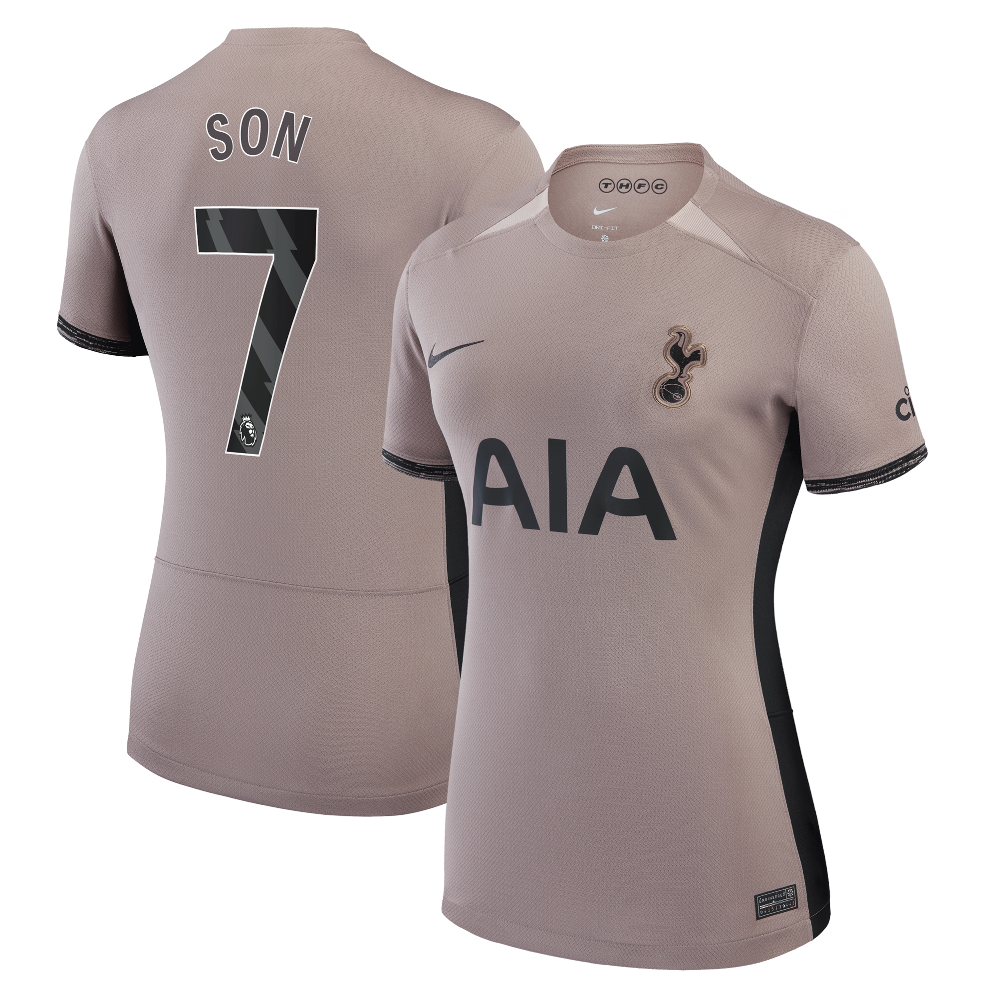 [SJH] Son Heung-Min Tottenham Hotspur Women's 2023/24 Third Stadium Replica Player Jersey - Tan