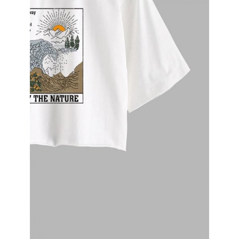 Sea Waves Graphic Cropped Tee RE9726