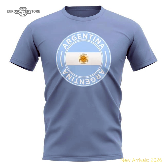 Luxury Argentina National Team Football Badge T-shirt (sky)
