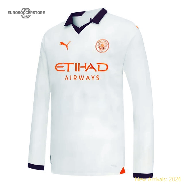 2023-2024 Man City Long Sleeve Away Premium Jersey Kids