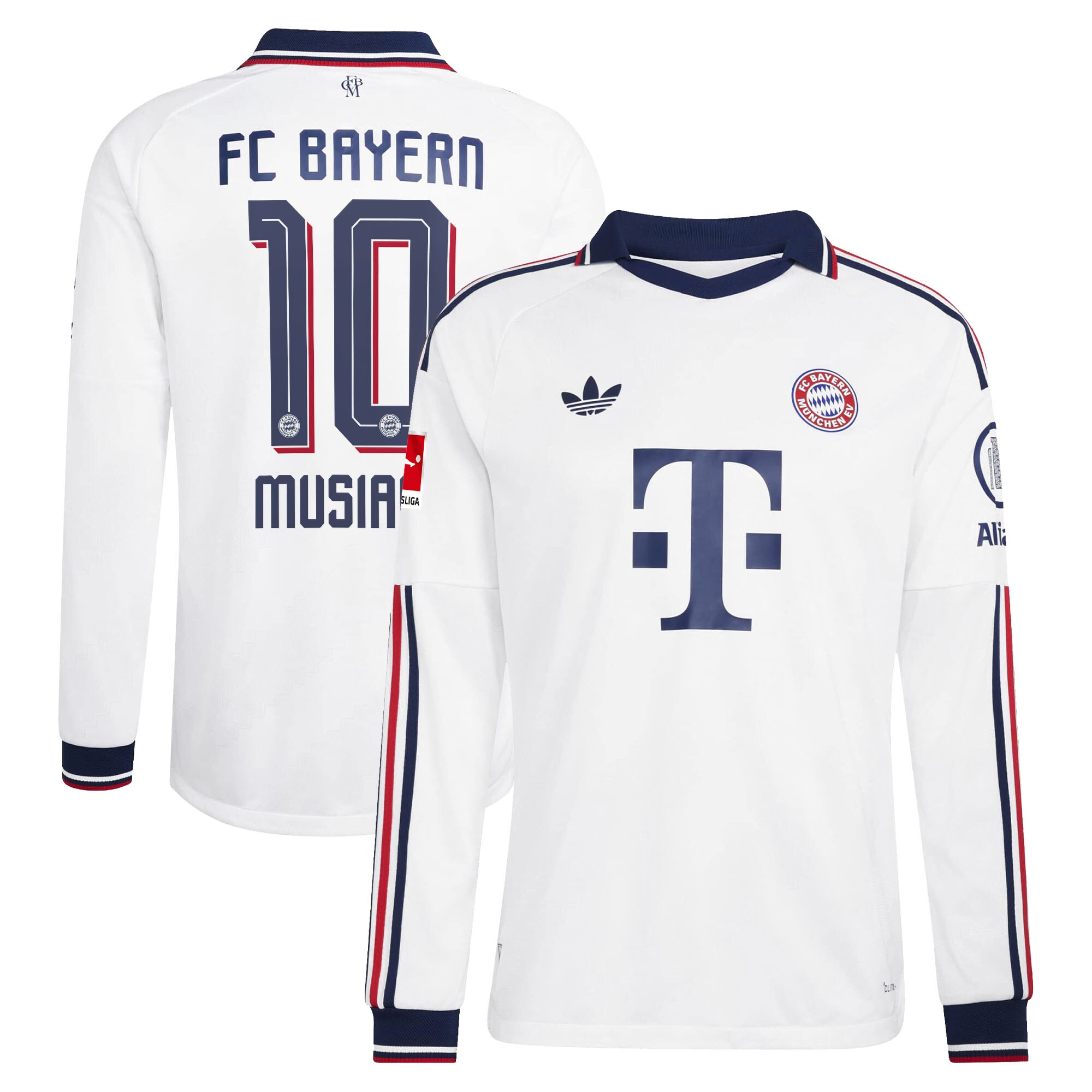 [SJH] Jamal Musiala #42 Bayern Munich 2026/27 Away On-Field Authentic Long Sleeve Jersey - White