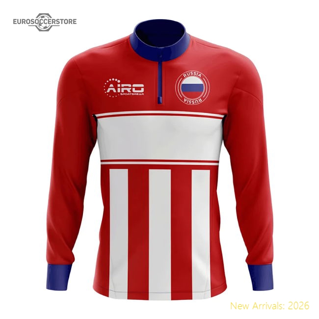 Russia Concept Football Half Zip Midlayer Top (Red-White)