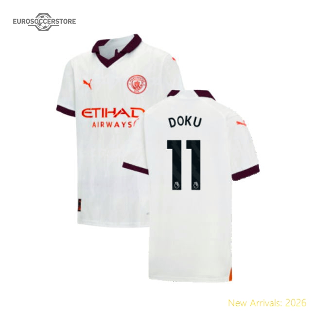 2023-2024 City Man Away Jersey (Kids) (Doku 11) For Premier League Fans