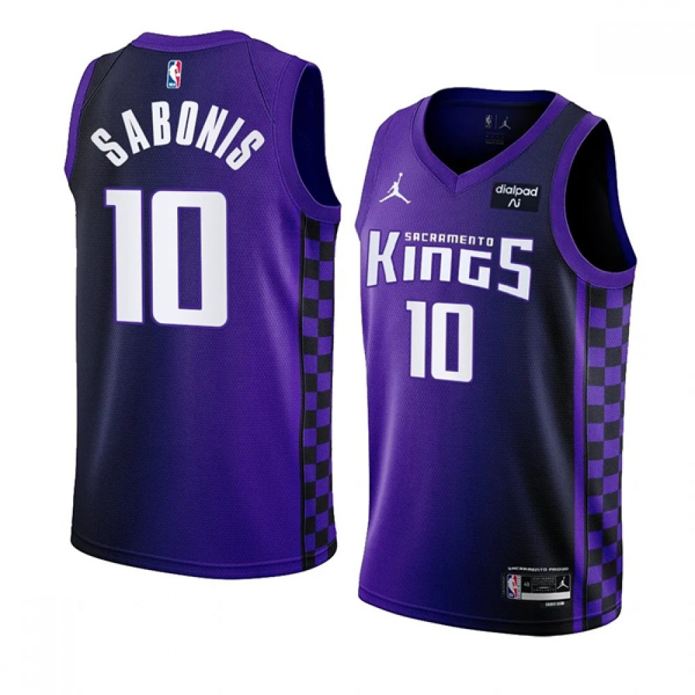 Game Day Durable Men's Kings #10 Domantas Purple Basketball Jersey