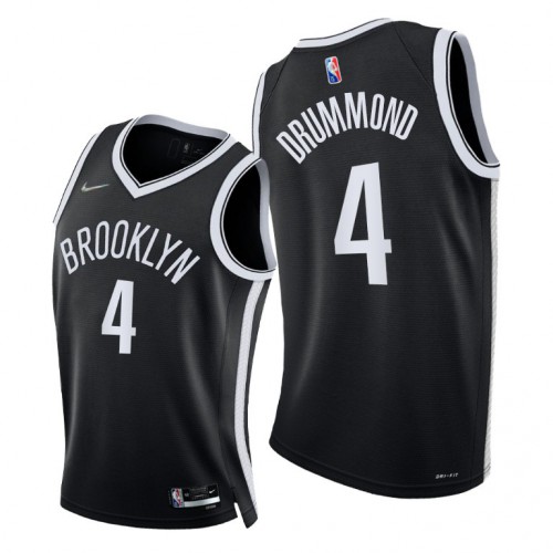 Nets #4 Andre Drummond Durable 2021 75th NBA Jersey - Black Swingman