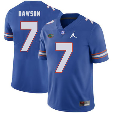 stitched Men's None Duke Dawson #7 Blue 2024 Football Jersey