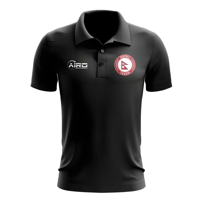 Performance-Driven Nepal Football Polo Shirt (Black) Pro-Grade