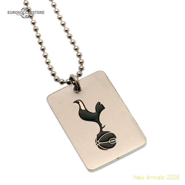 Official Tottenham Hotspur Fc Enamel Crest Dog Tag & Chain - Premium