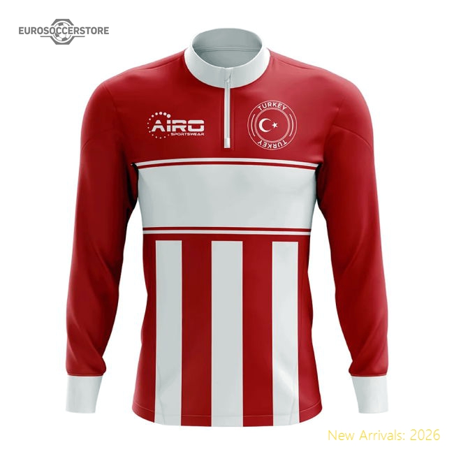 Turkey Concept Football Half Zip Midlayer Top (Red-White)