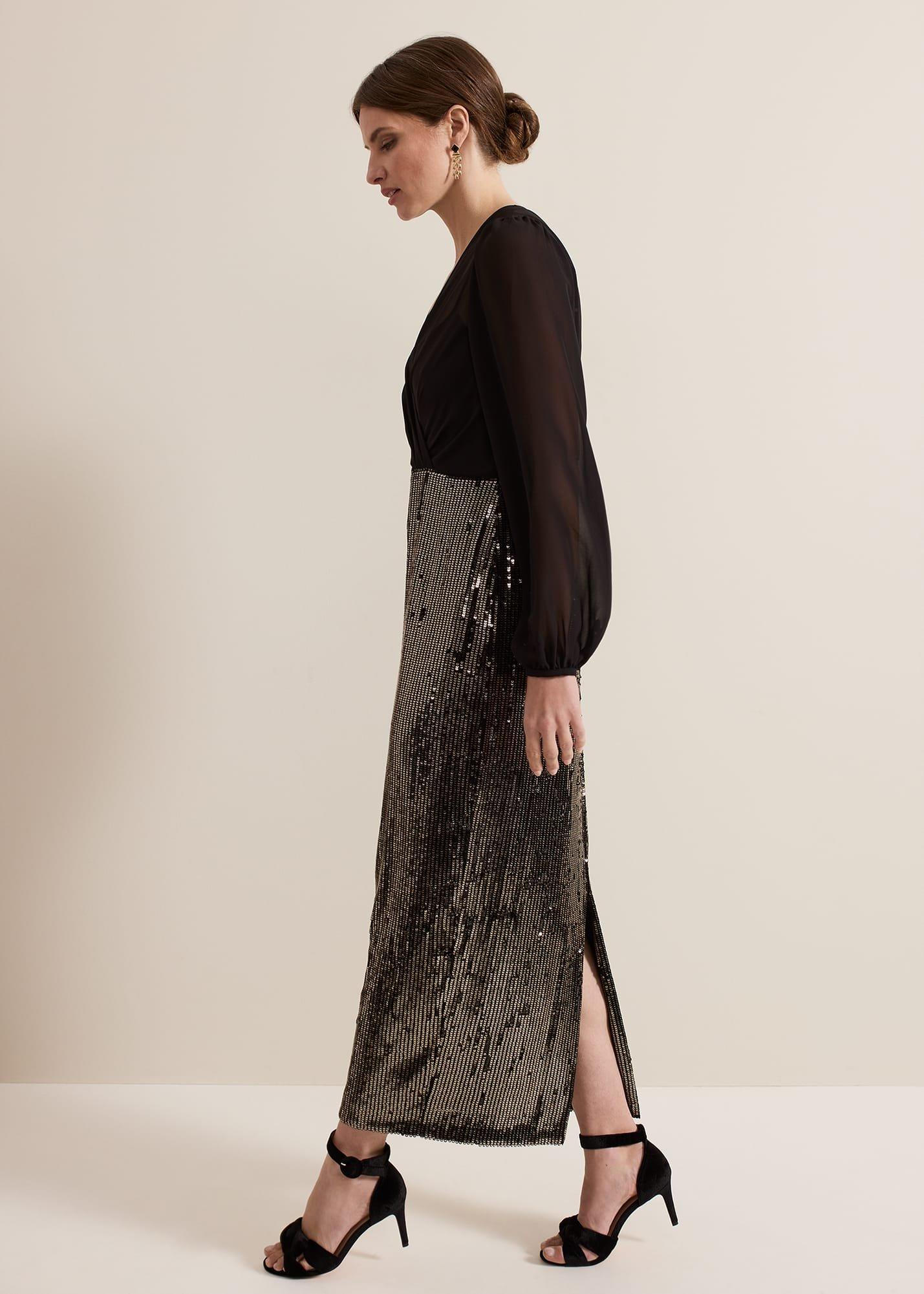 Petite Aniya Sequin Long Sleeve Dress