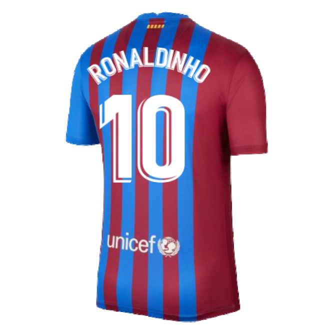 2021-2022 Barcelona Home Vintage Football Shirt (RONALDINHO 10)