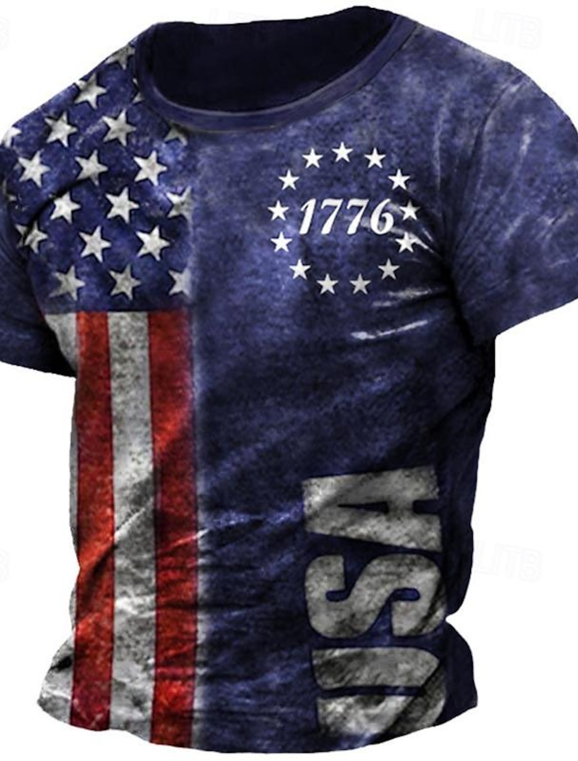 4th of July 2026 250th Memorial Day Men's Patriotic Patriot Graphic 3D Print American Flag Veteran Crew Neck Short Sleeve T-Shirt