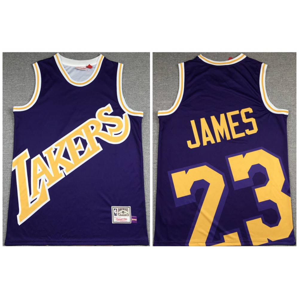 Fan Favorite Authentic Men's LAL #23 LeBron Purple Basketball Jersey