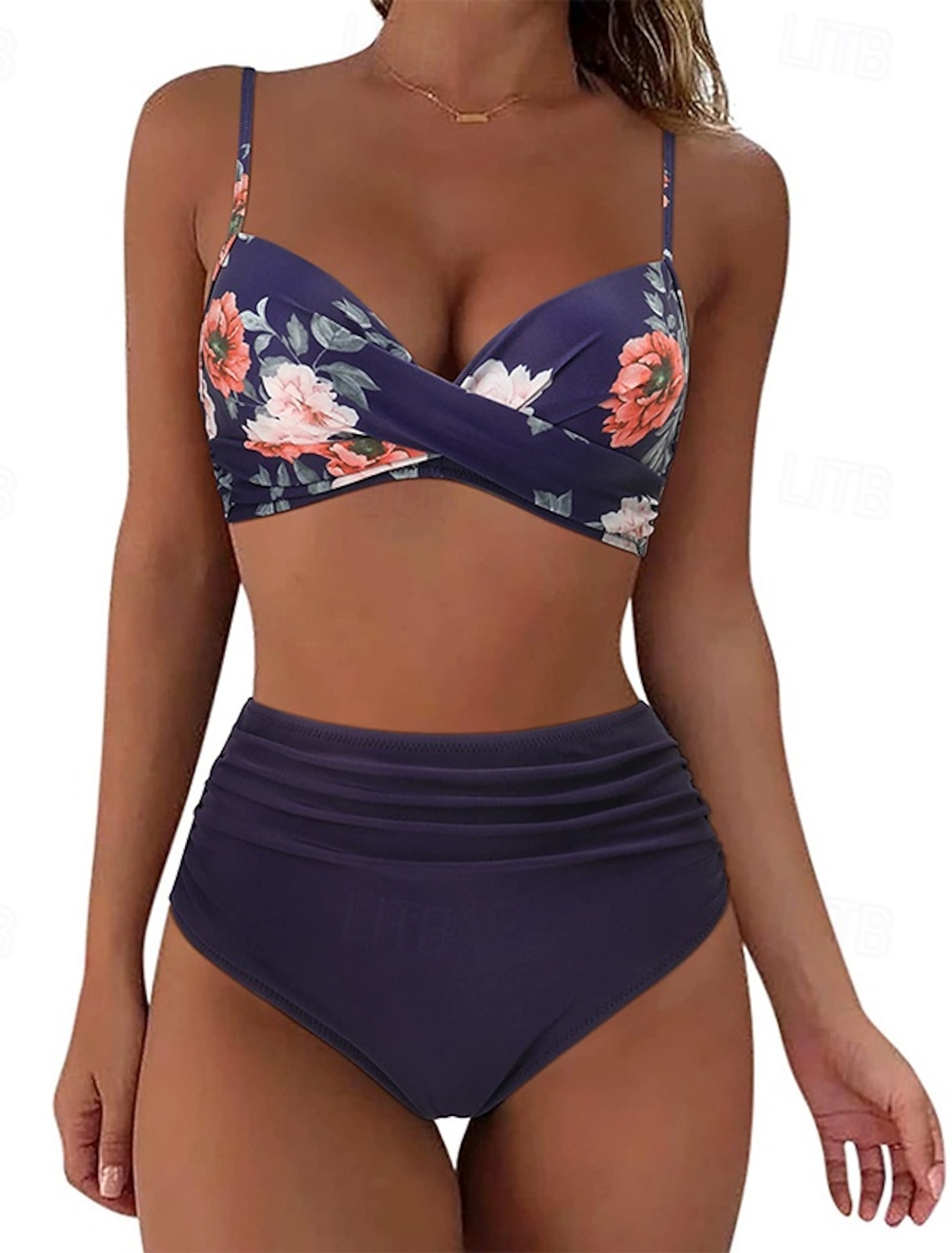 Women's Ruched Swimsuit Bikini Sets Swimwear Solid Colored Swimwear Light Pink Black Breathable Sleeveless - Surfing Beach Swimming Summer
