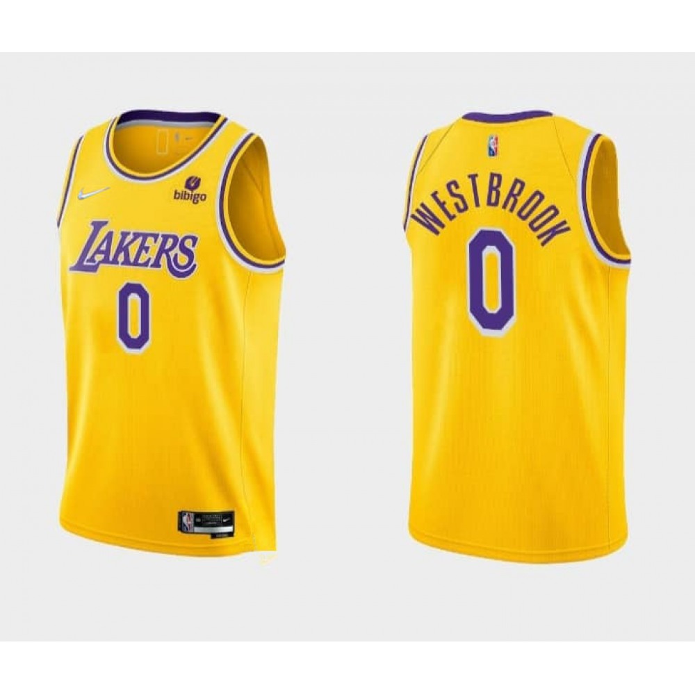 Collector's Item Classic Men's Lakers #0 Russell Yellow Basketball Jersey