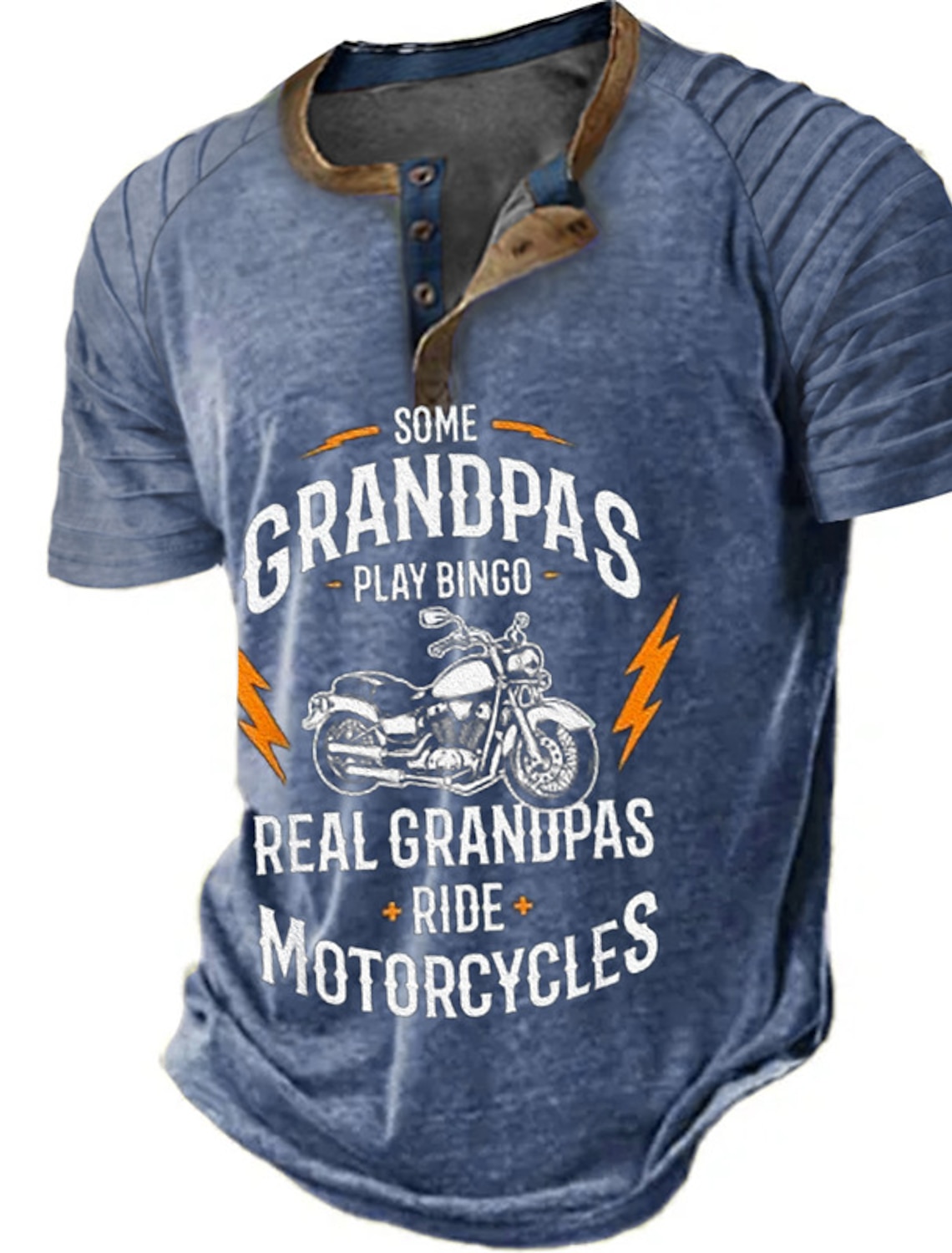 Mens 'Real Grandpas Ride Motorcycles' Graphic T-Shirt | Funny Biker Grandpa Short Sleeve Tee