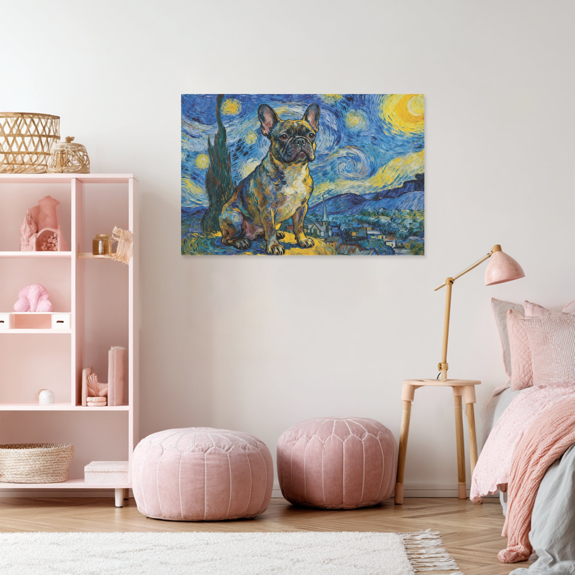 Minimal-Aesthetic Tulip - Adorable Frenchie Canvas Wall Art for Everyday