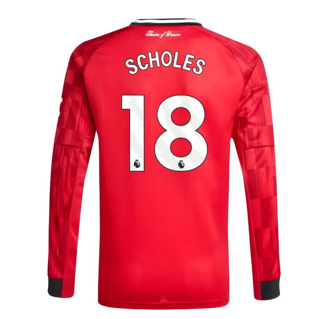 2025-2026 Man Utd Long Sleeve Home Kit (Kids) (Scholes 18)