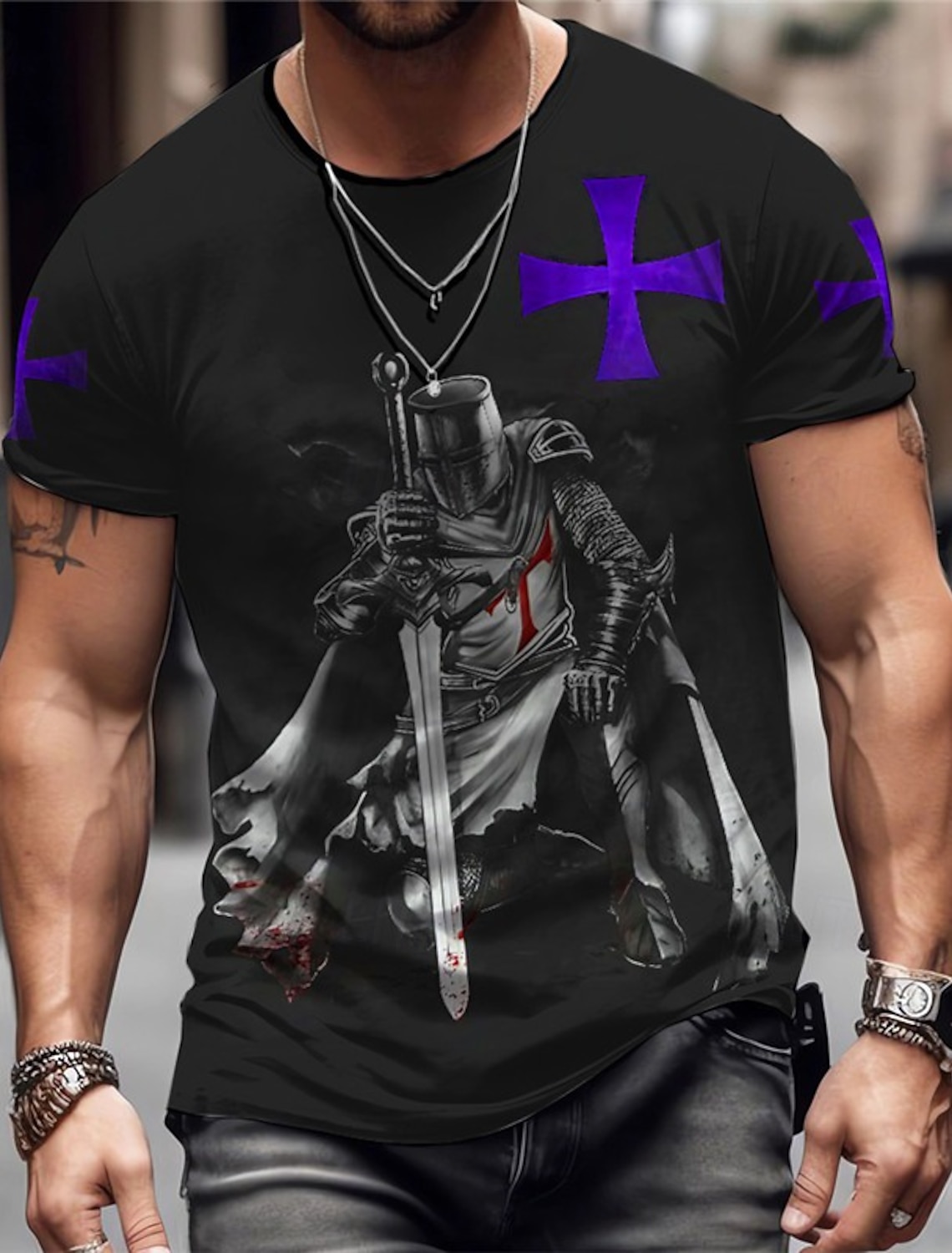 Men's Graphic Knights Templar T Shirt Shirts Short Sleeve 3D Print