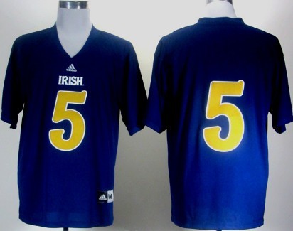 Men's Notre Dame ND #5 Everett Golson Blue 2012 alternate jersey high
