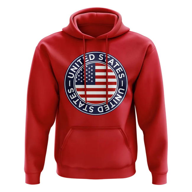 Match-Ready Usa Football Badge Hoodie (Red) Top-Tier Premium-Quality