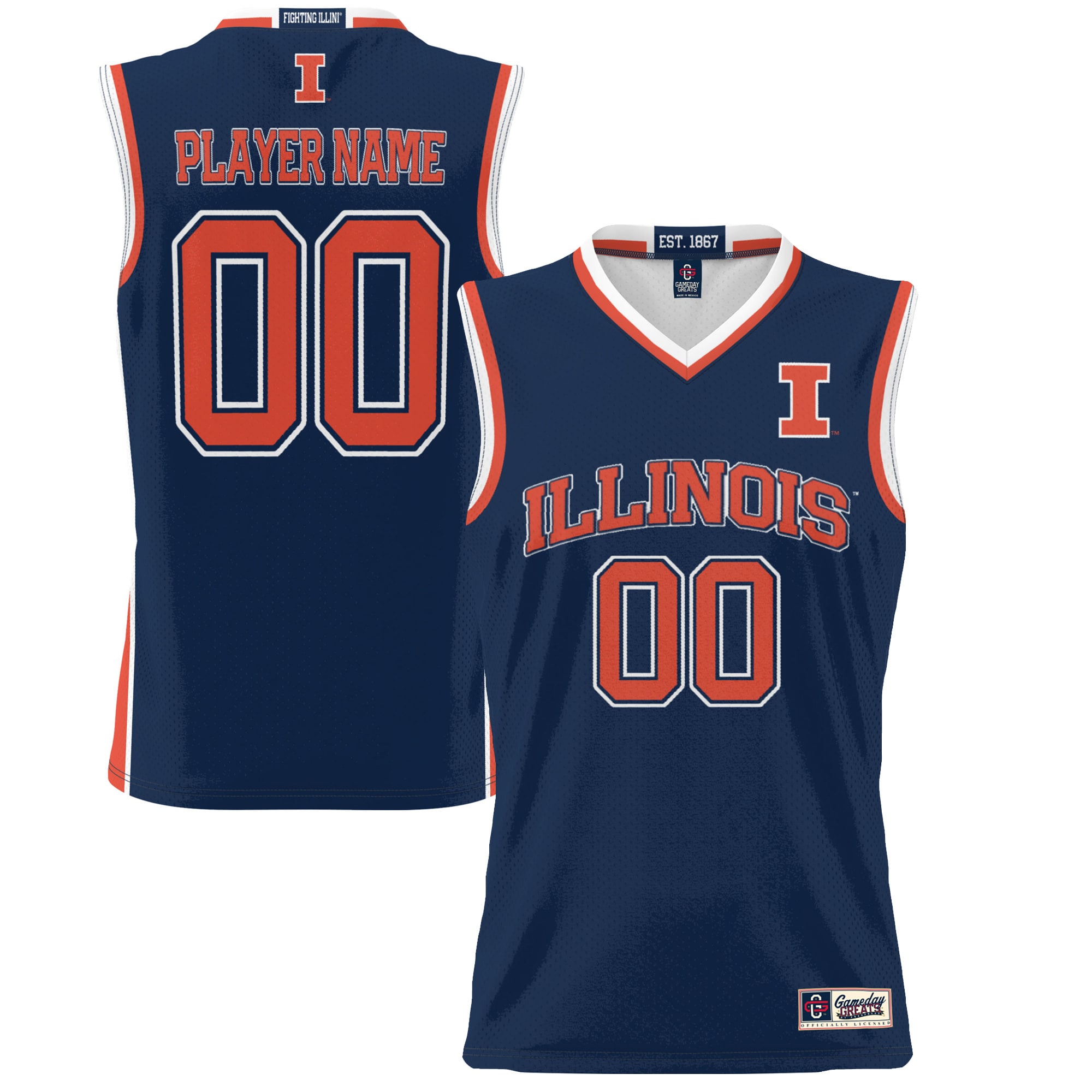 [NJP] Illinois Fighting Illini GameDay Greats Youth NIL Pick-A-Player Lightweight Women's Basketball Jersey - Navy