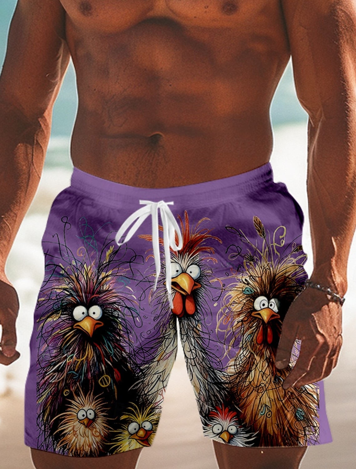 Men's Animal Chick Board Shorts Swimming Trunks Shorts Mid Waist Fashion Streetwear Designer Casual Daily Streetwear Drawstring Pocket Elastic Waist Designer Clothing Apparel