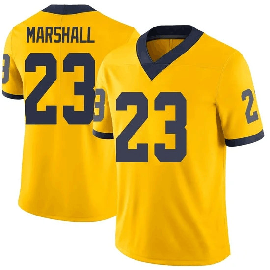away jersey Men's U-M Wolverines Jordan Marshall #23 Yellow 2024